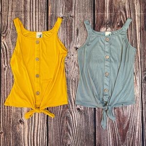 🥑2 Listings/$29~ 2 Piece Lily Bleu Girls Size 12/14 Front Tie Tank Tops